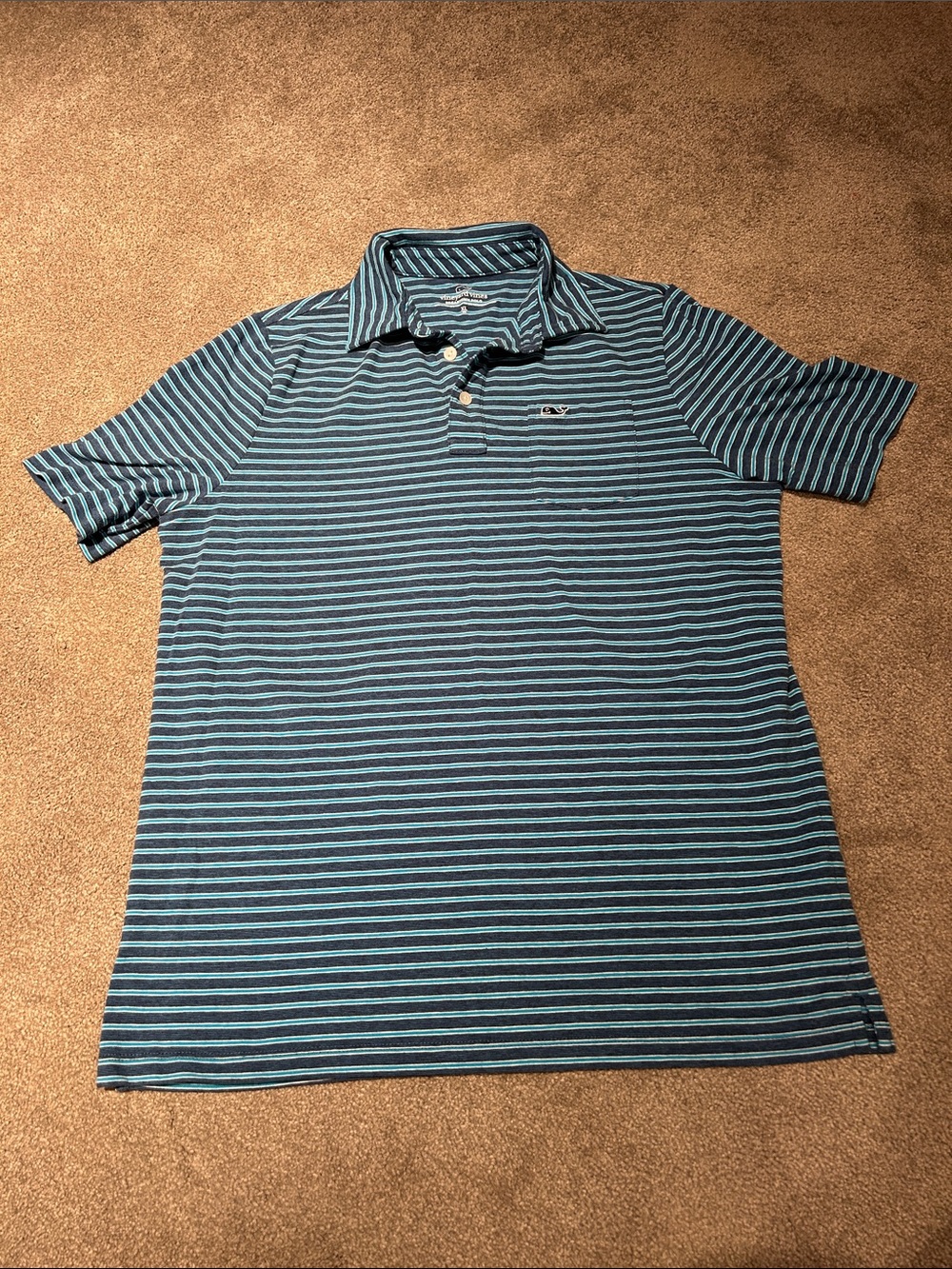 Vineyard Vines EdgartownTeal & Navy Striped Polo